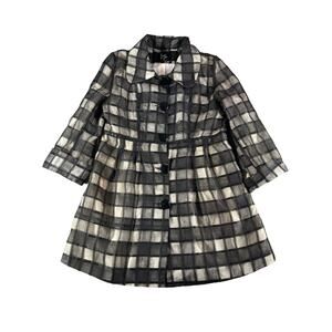 Beni Vie Jacket Womens Large Black Button Up Shear Lined Gingham Plaid Business